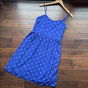 Old Navy smocked blue floral dress structured fit